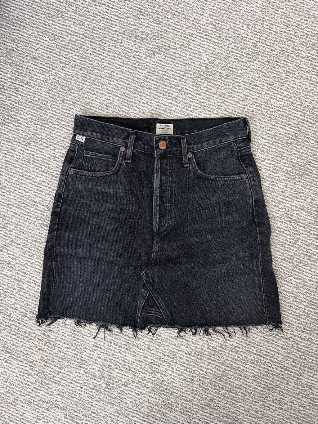 Citizens Of Humanity Black Washed Denim Mini Skirt